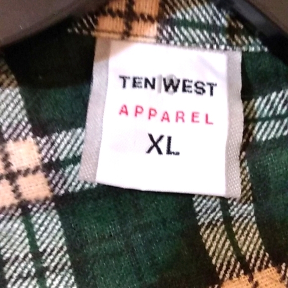 TEN WEST DARK GREEN PLAID PAJAMA PANTS & LONG SLEEVE SHIRT SET SIZE XL EUC - Picture 7 of 8